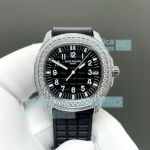 PP+ Factory 1:1 Gain Weight Black Patek Philippe Aquanaut 5068 Full Diamond Watch 
